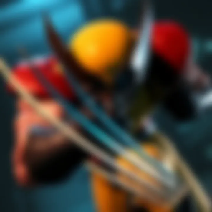 A scene from Xmen Origins: Wolverine showing Wolverine in action with his claws drawn, set in a dark environment.