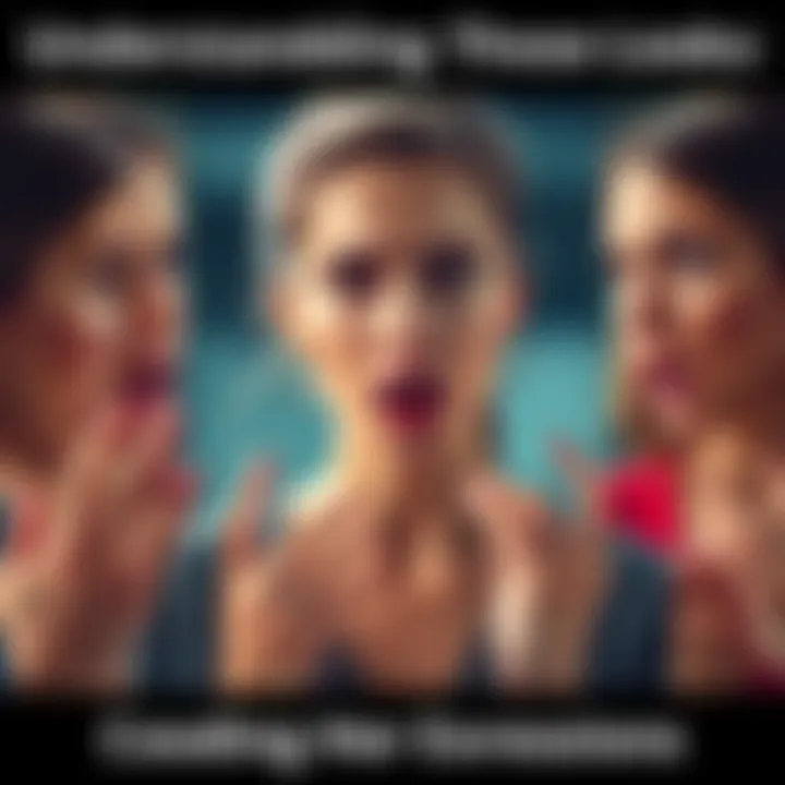 A woman showing different facial expressions while conversing, highlighting her emotional signals and body language.