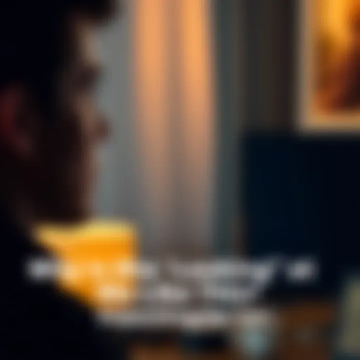 Woman gazing intently at a man A woman looks thoughtfully at a man across the room, her expression showing curiosity and interest.