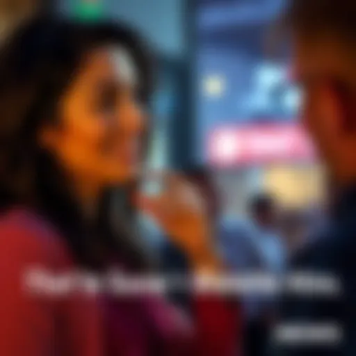 A woman talking to a friend with a thoughtful expression, suggesting deeper feelings. She is leaning slightly forward, engaging in conversation, with an inviting smile.