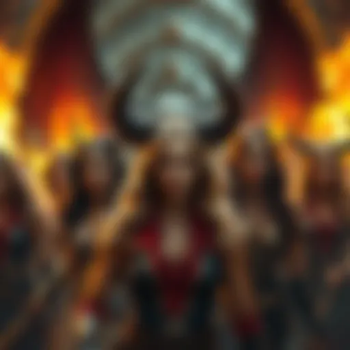 A group of women appearing fierce and powerful, representing the controversial statement about them being likened to demons.