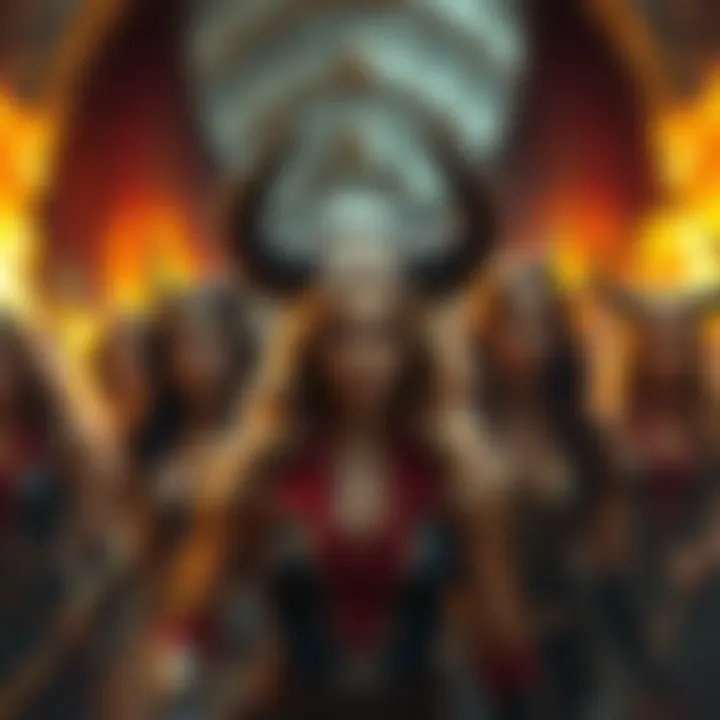 Women in Groups A group of women appearing fierce and powerful, representing the controversial statement about them being likened to demons.