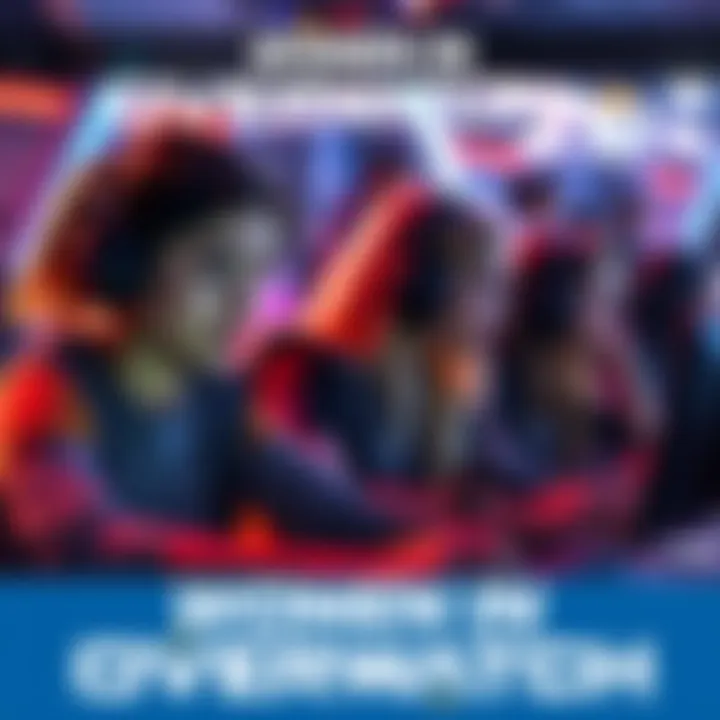 A group of women gamers actively playing Overwatch, showcasing teamwork and strategy in a competitive setting.