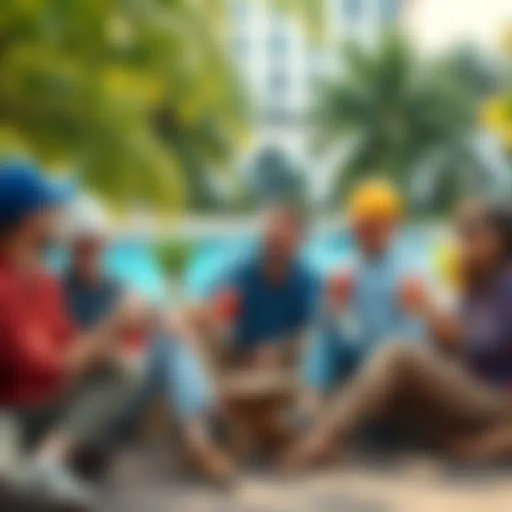 A group of workers relaxing outdoors, celebrating an extra day off with smiles and drinks