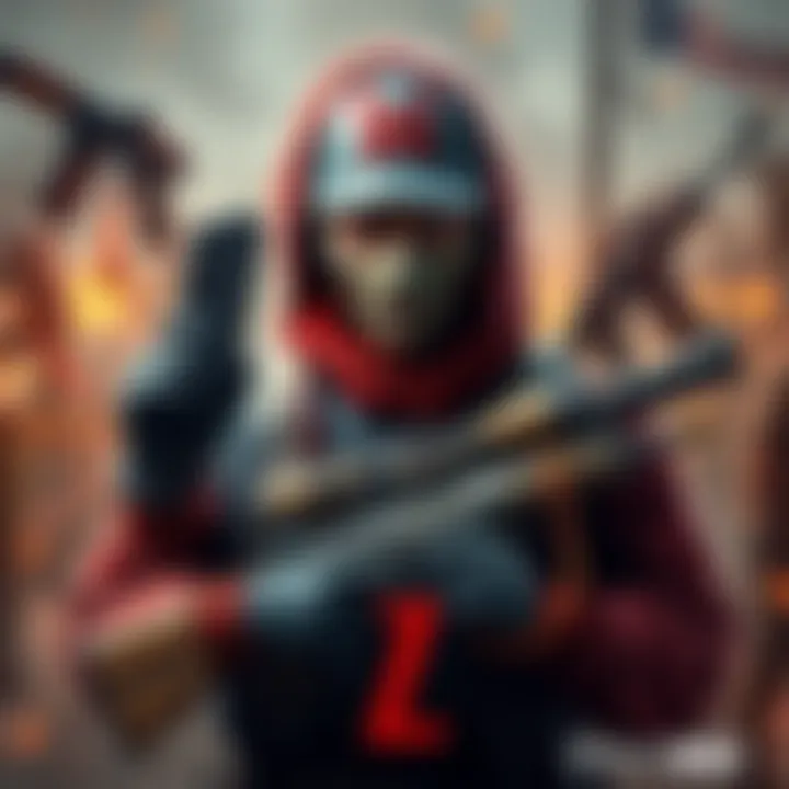 A player character from World War Z showcasing unique weapon skins, surrounded by promotional codes and cosmetics, set against an action-packed game background.