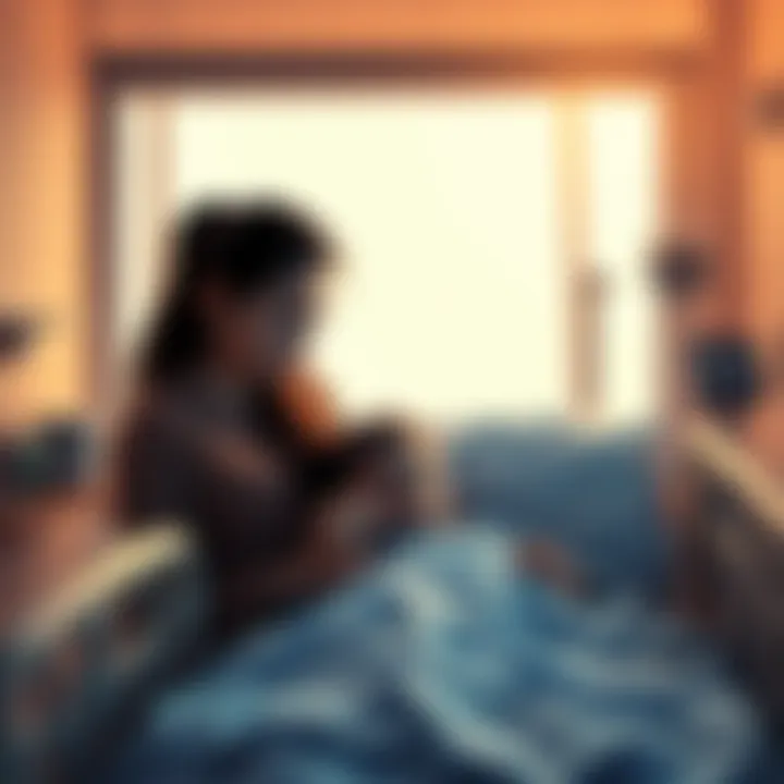 Parents look concerned while sitting beside their child in a hospital bed, highlighting their emotional struggle.