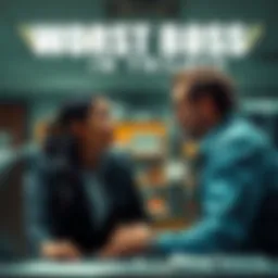 Worst Boss in Trilogy A frustrated employee confronting a stern boss in a dramatic office scene.