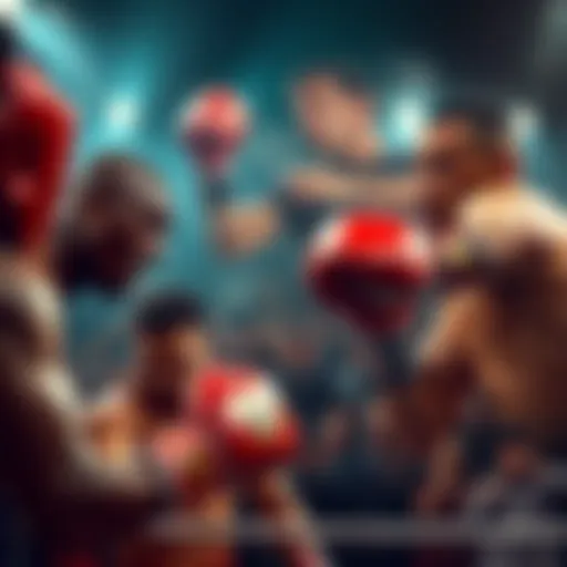 A collage of famous boxing and wrestling matches showcasing disappointment and frustration from fighters and fans