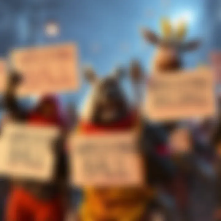 Wrecking Ball players holding signs expressing their frustration about a new animal hero in Overwatch, with animated expressions of discontent.