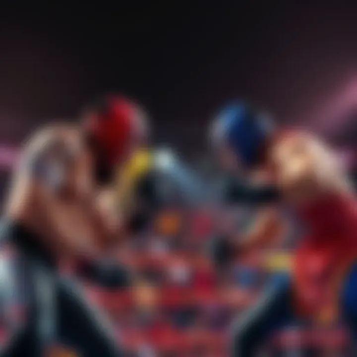 Two wrestlers showcasing different wrestling styles in an exciting match