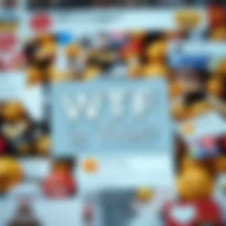 Phrase WTF Is This on a Social Media Post A digital post displaying the phrase 'WTF Is This?' surrounded by emoji reactions and comments on a social media feed.