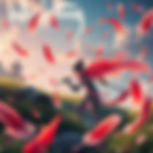 A scene from Wuchang: Fallen Feathers showing a vibrant landscape with a character wielding a weapon, surrounded by flowing feathers and stunning visuals.