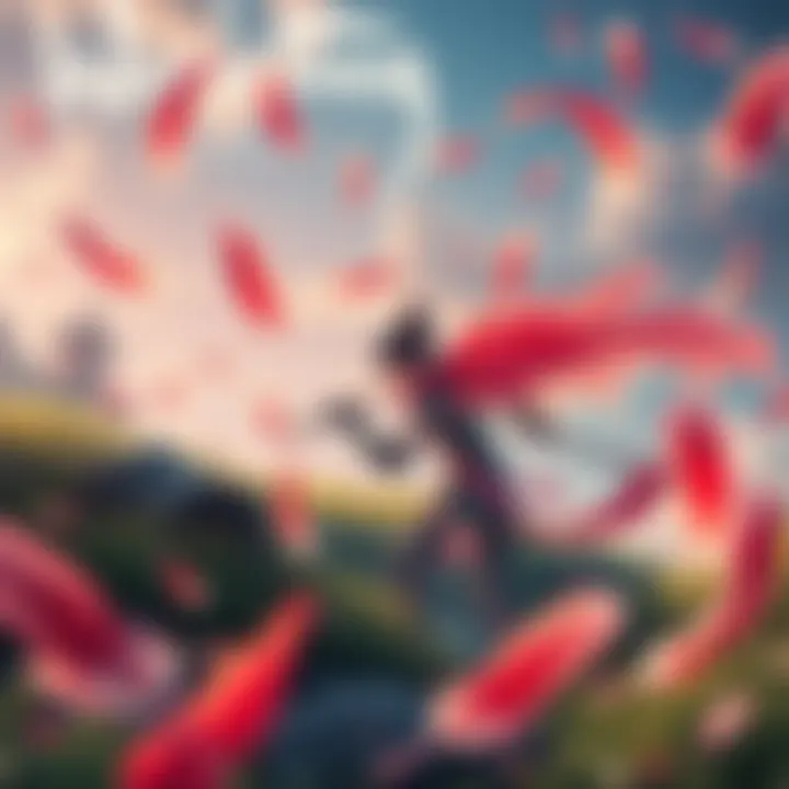 A scene from Wuchang: Fallen Feathers showing a vibrant landscape with a character wielding a weapon, surrounded by flowing feathers and stunning visuals.