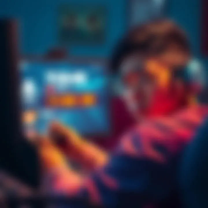 A gamer looks frustrated while playing Wuchang, with a timer showing shorter playtime than promised. A computer screen displays the game logo and a checklist of features.