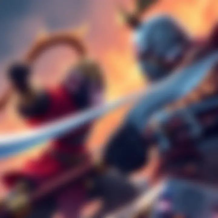 A detailed illustration showing Wukong, a monkey king character, facing off against Kratos, a powerful warrior with blades, in an epic battle scene.