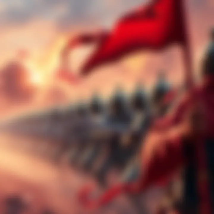 A depiction of Wu's infantry soldiers in formation during a battle, showcasing their equipment and battle strategy.