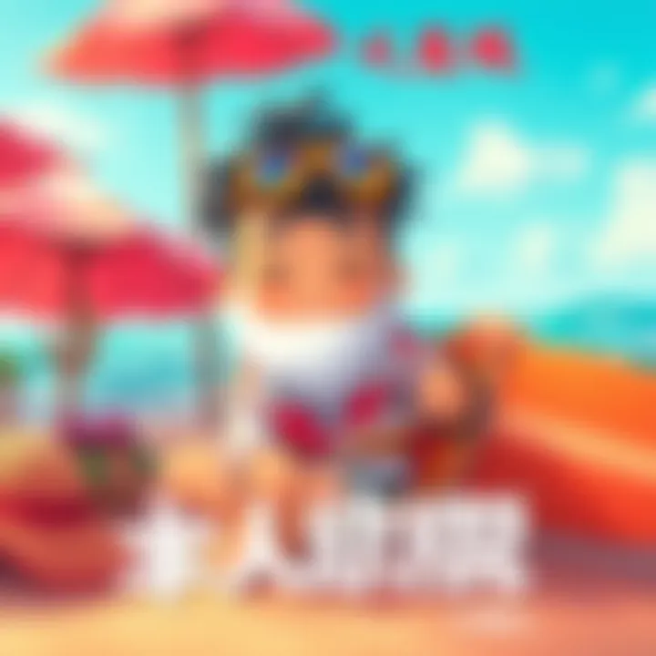 Wuyang character with a surfer accent, looking relaxed and friendly, surrounded by beach elements