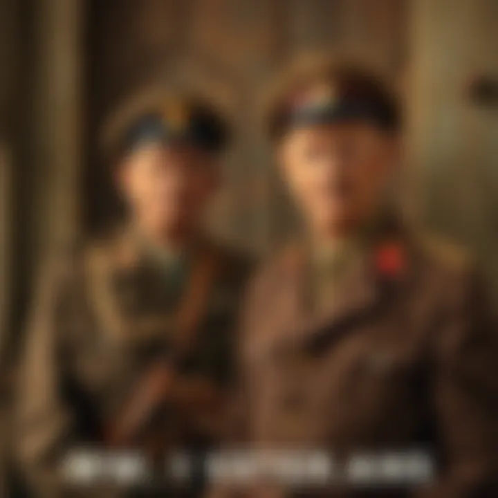 Two World War I veterans in military uniforms, standing proudly in front of a vintage backdrop, honoring their service and sacrifice.