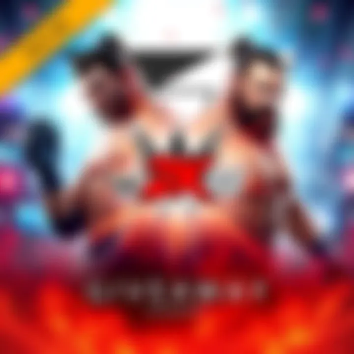 Promotional banner for WWE 2K25 giveaway featuring wrestling characters and game logo