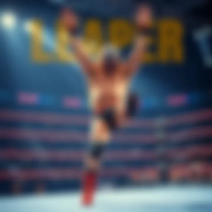 A WWE fighter known as a Leaper performing an exciting move in the ring, thrilling the crowd with acrobatics and energy.