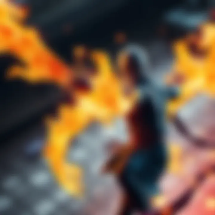 A character executing the Wyvern Fire combat move with flames surrounding them, showcasing the intensity of the attack.