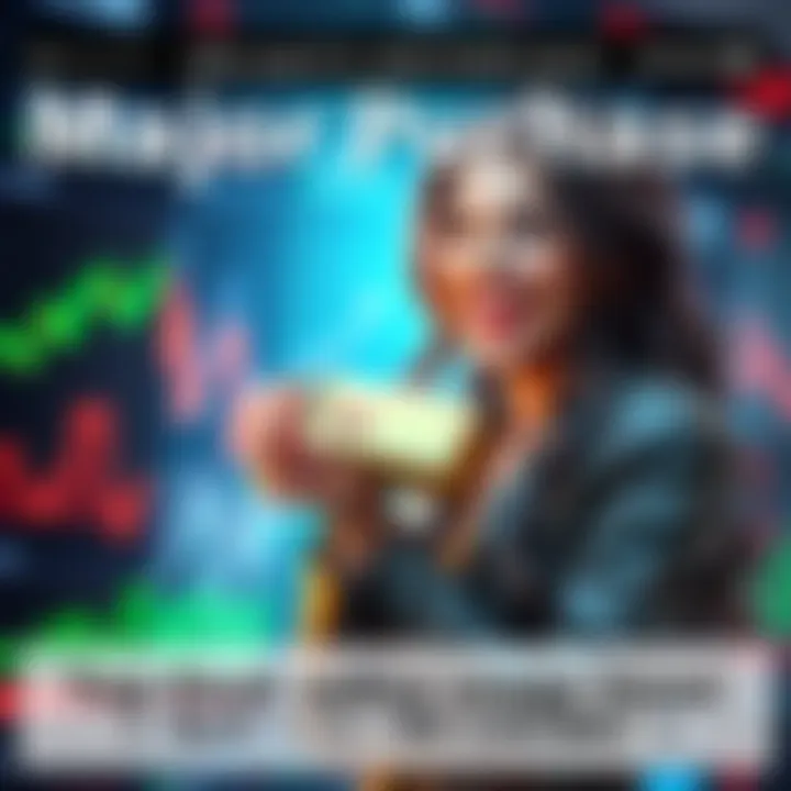 xAlisa holding a newly acquired item valued at 9K CALIBER, with excitement on her face, surrounded by market analysis charts in the background.