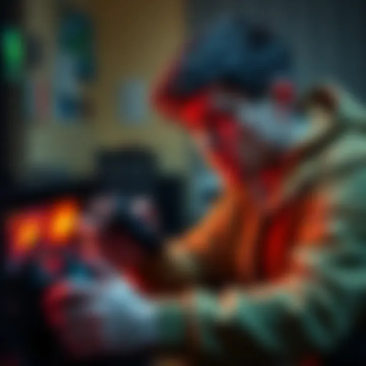 A gamer checking network settings on an Xbox console with a frustrated expression