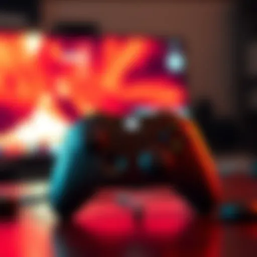 An Xbox controller displayed on a table, showing error messages on a screen related to voice chat and crashes during gameplay