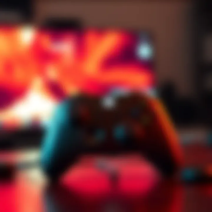 Xbox controller with error messages An Xbox controller displayed on a table, showing error messages on a screen related to voice chat and crashes during gameplay