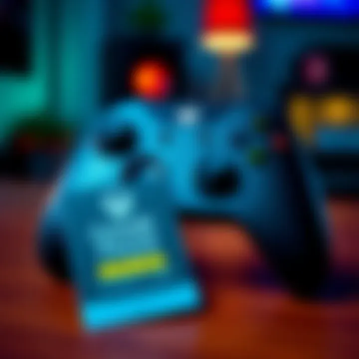 Xbox controller with Game Pass code An Xbox controller placed on a table with a Game Pass Ultimate code card beside it, highlighting the promotion.