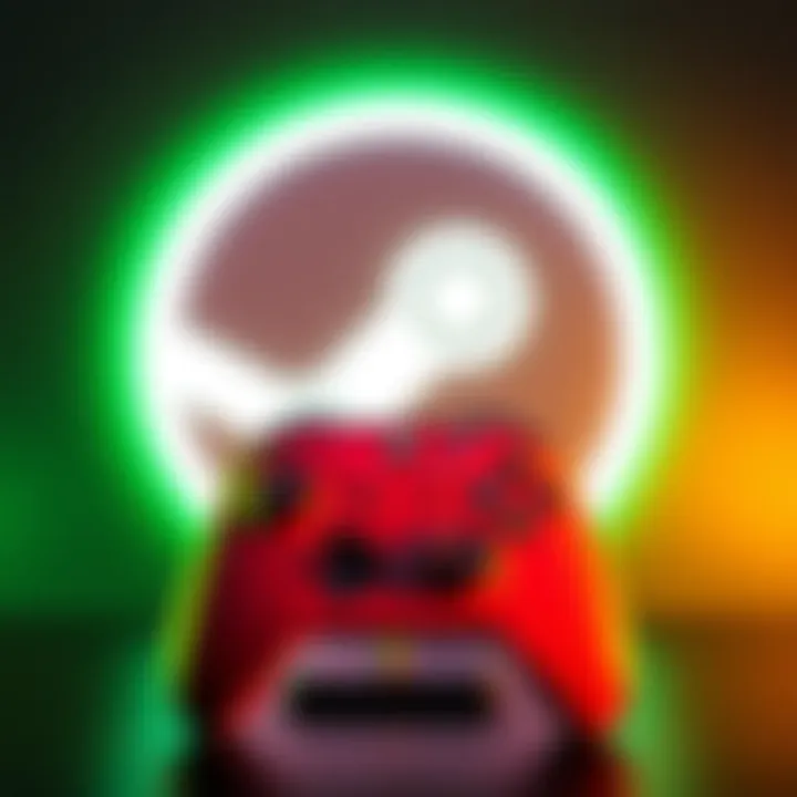 An Xbox controller in front of the Steam logo, illustrating the issue of Big Picture mode opening automatically.
