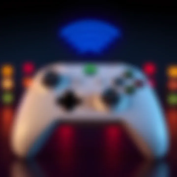 An Xbox controller displaying a weak WiFi signal icon, indicating connection issues while playing multiplayer games.
