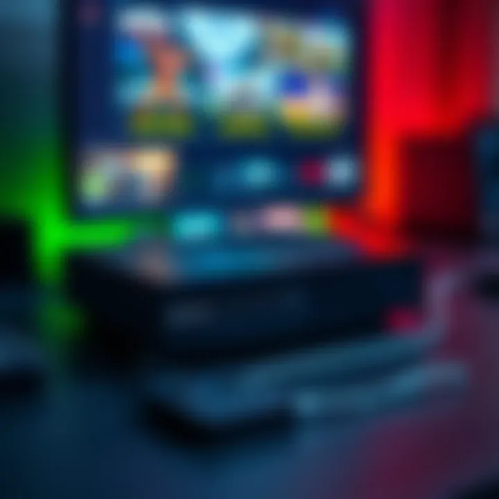 An Xbox game console connected to an external hard drive with games displayed on the screen.