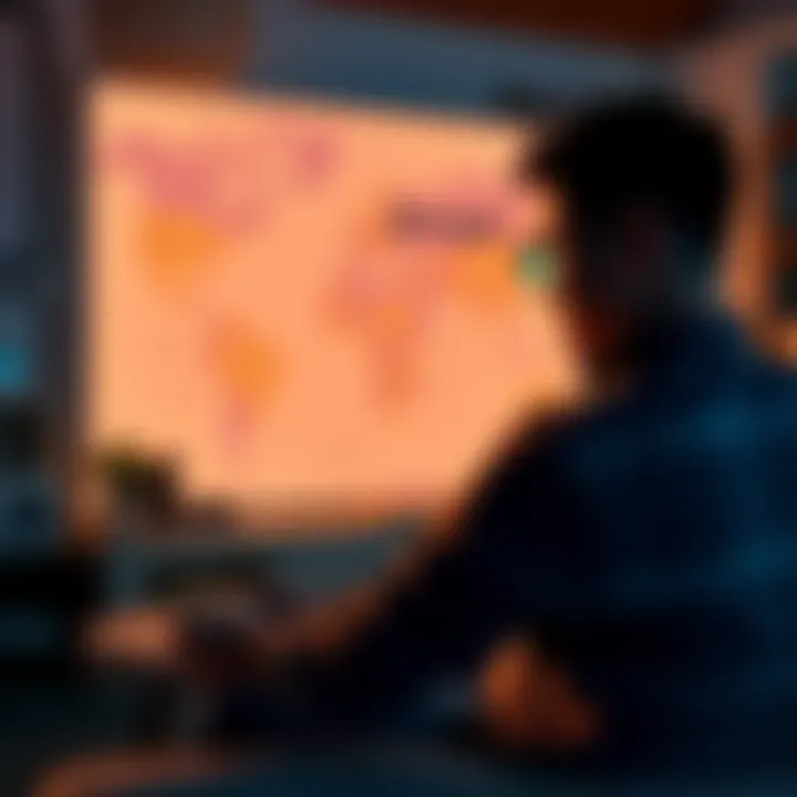 Xbox Game Pass on Console Person playing Xbox on a console in a cozy living room with a map nearby, indicating travel