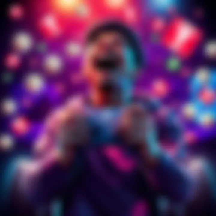 A gamer celebrating with an Xbox controller, surrounded by points icons and a gift card.