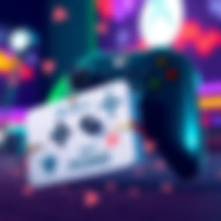 Illustration of Xbox gift card points showing a game controller and gift card with points balance