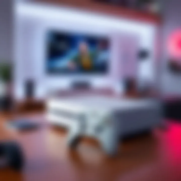 Xbox Series S 1TB console with controller and games on a table, showcasing its sleek design in a modern gaming setup