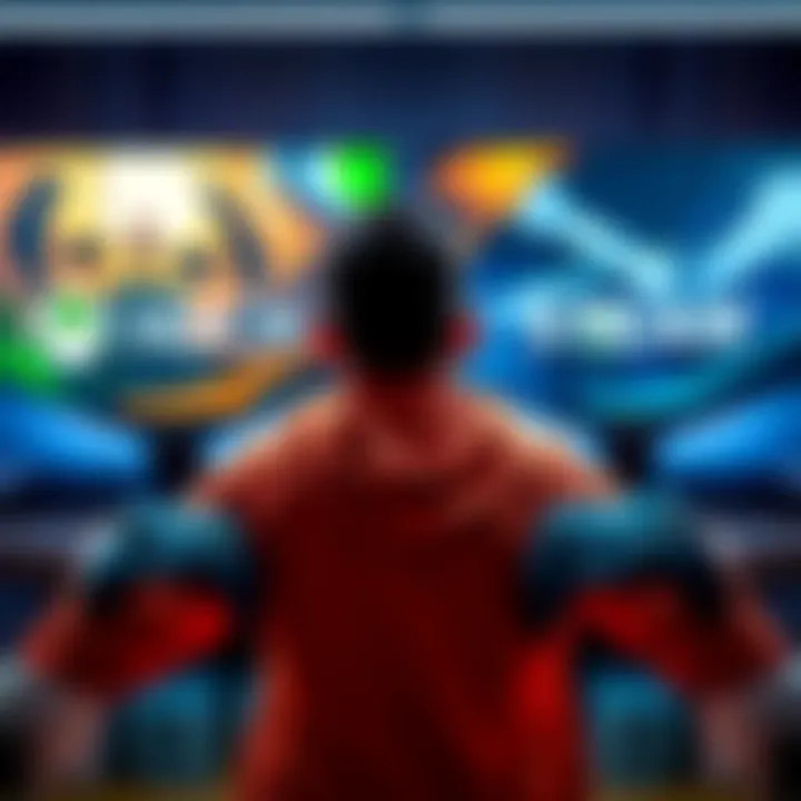 A gamer choosing between Xbox Game Pass and Steam, with both platforms shown on screen and game controllers in hand.