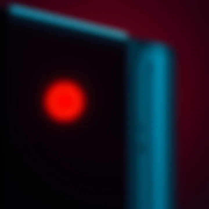 Close-up of an Xbox 360 console showing the Red Ring of Death error lights