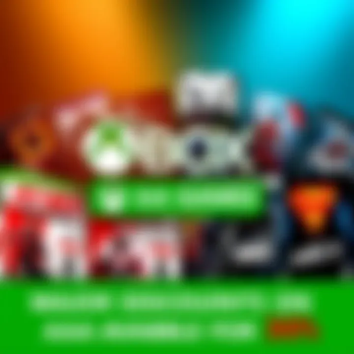 A collage of popular AAA video game covers with price tags showing discounts, highlighting Xbox's sales event.