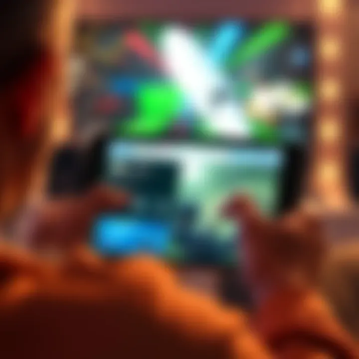 Person playing Xbox Cloud Gaming on an iOS device with a visible URL bar causing distraction