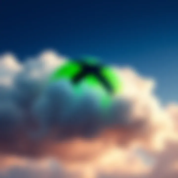 An Xbox logo with a cloud in the background, symbolizing the shift to cloud gaming and software focus