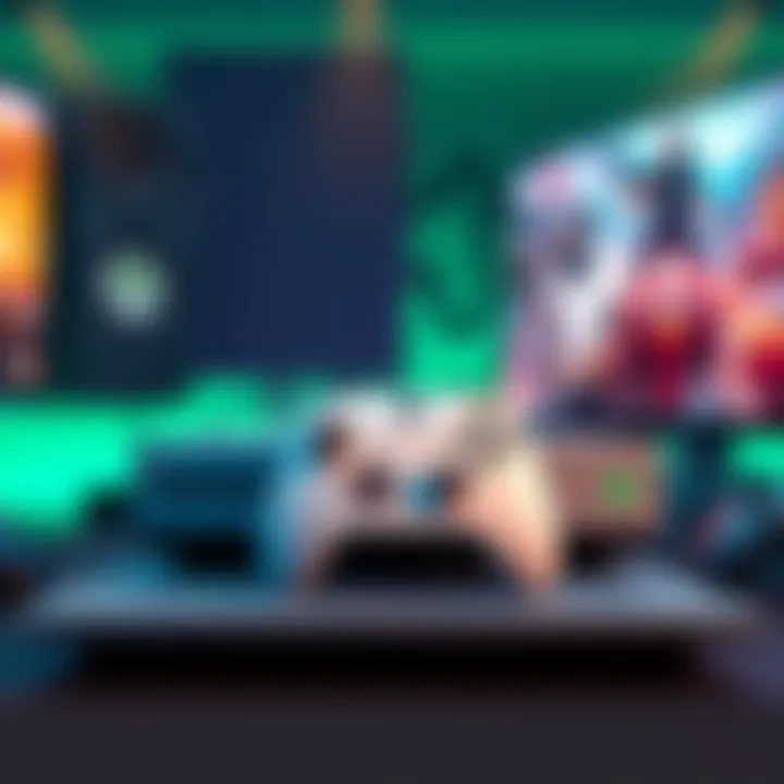 An Xbox console set up for gaming, with a controller and Gamepass logo visible, representing the current gaming scene in 2025