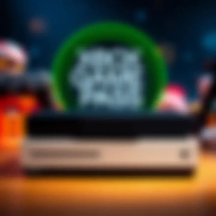 An Xbox console displayed with the Game Pass logo in the background, symbolizing the current gaming strategy.