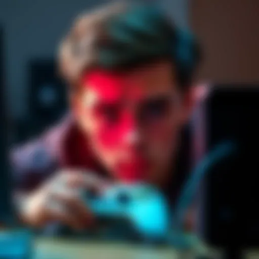 A gamer looking frustrated while trying to troubleshoot their Xbox that won't power on, with cables neatly plugged in but no response from the console.