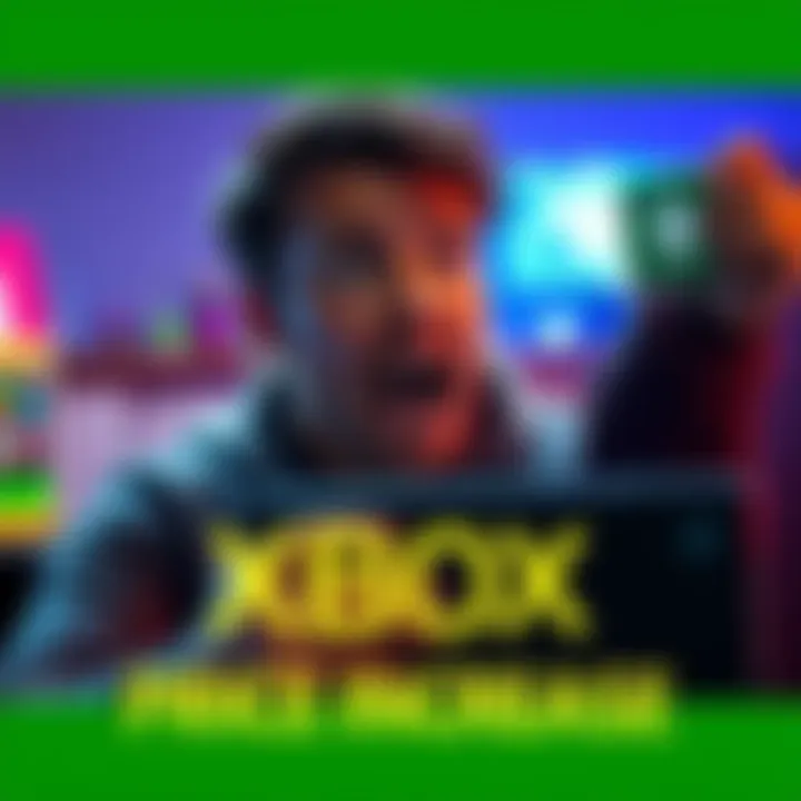 A person looking at an Xbox console with a price tag showing a $200 increase, expressing surprise and concern.