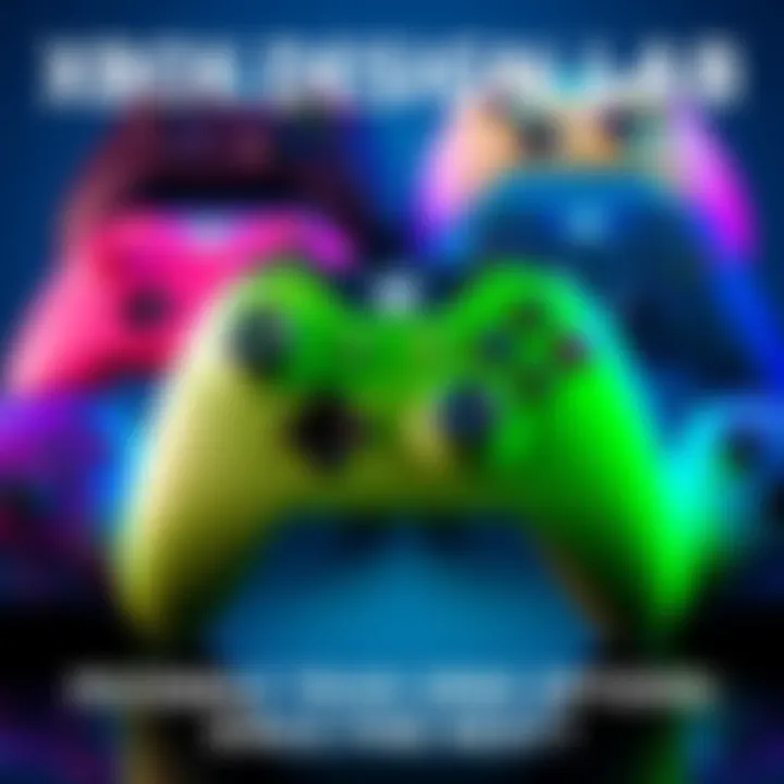 Various Xbox controller designs showcasing color and personalization options