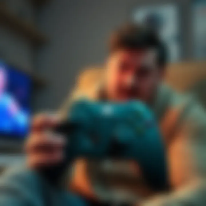 An Xbox Series X controller showing a disconnection issue while being held with a frustrated gamer in the background