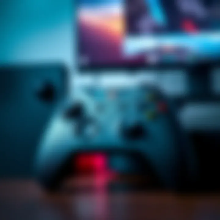 An Xbox controller displaying a disconnection warning symbol, next to a gaming console and a TV