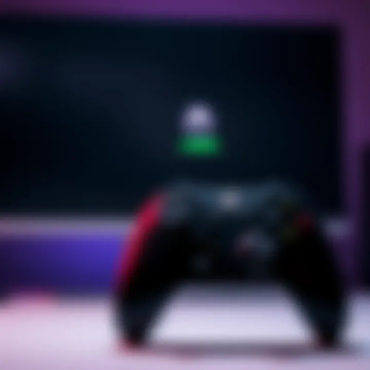 An Xbox controller in front of a screen showing a loading symbol, indicating server connection issues